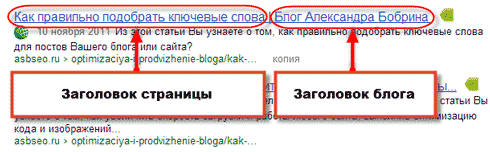 Заголовки страниц в выдаче Яндекса